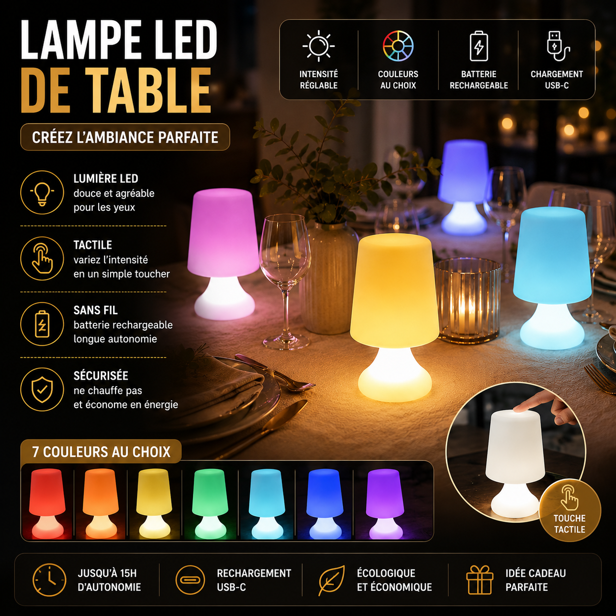Lampe de Table Led