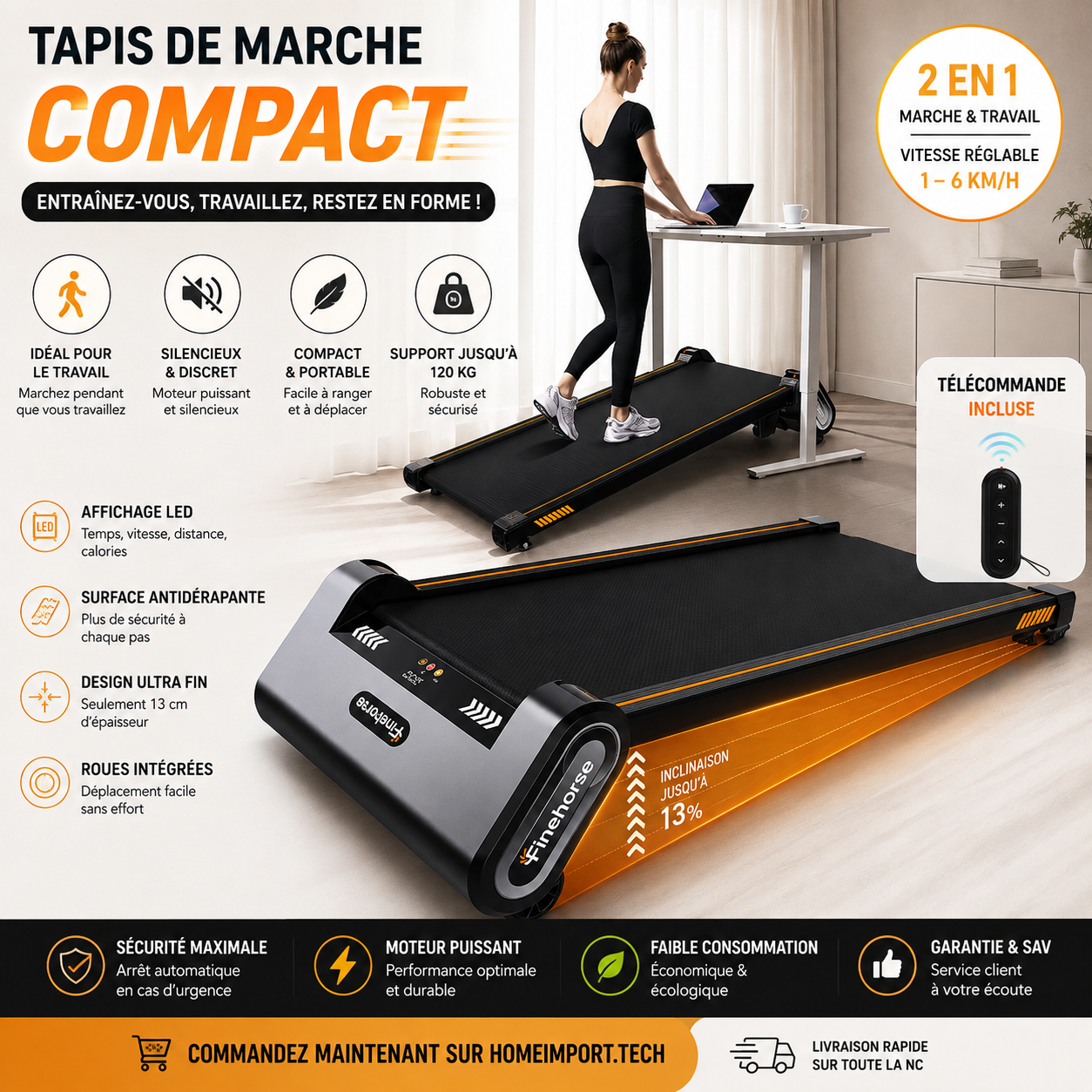 Tapis de marche compact